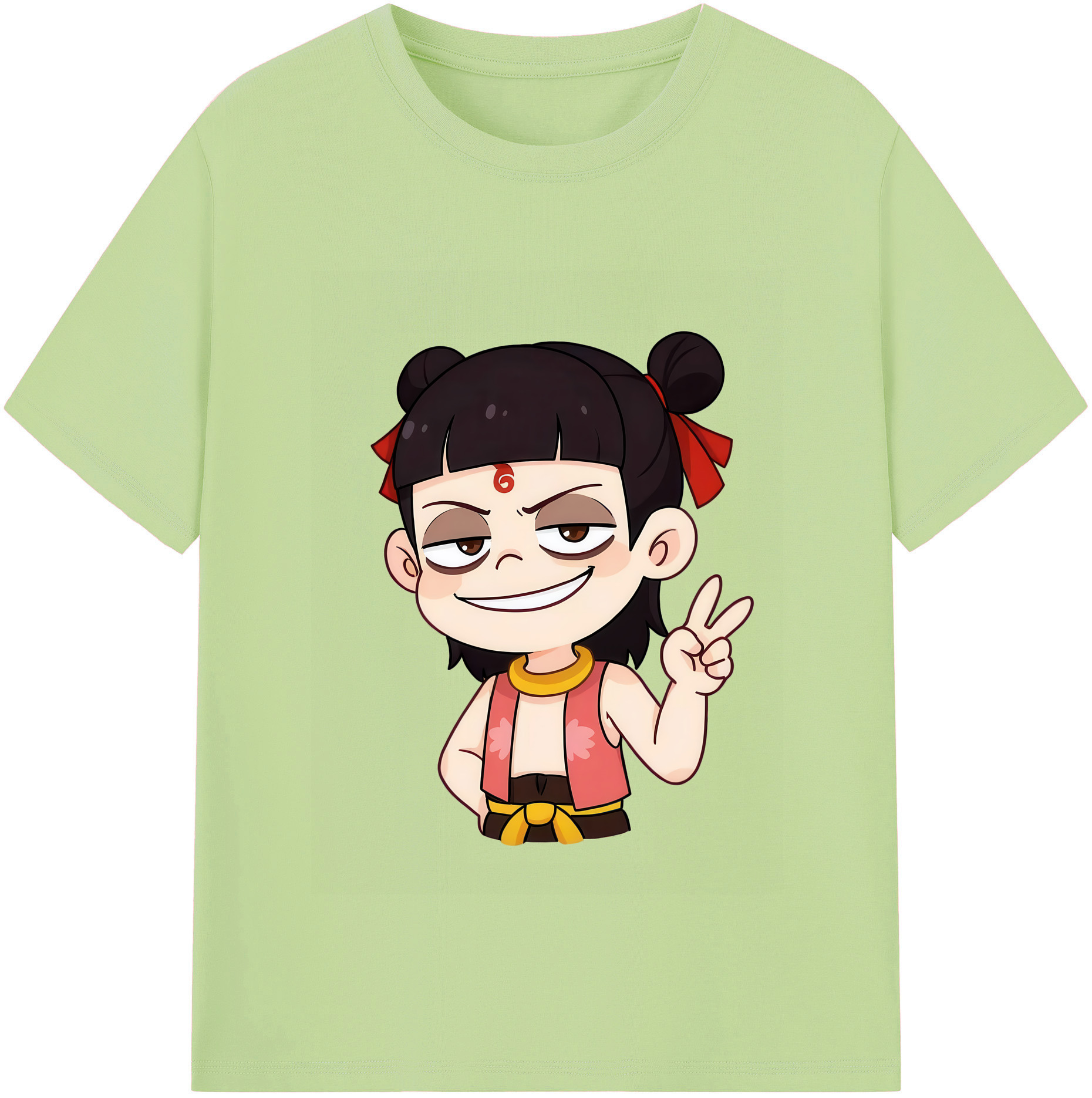 （画像用） Ne Zha 2 ナタ 魔童の大暴れ 綿100％半袖Tシャツ（フロントプリント）